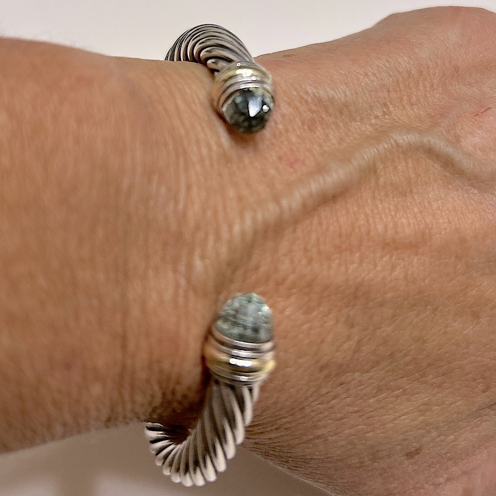 David Yurman Silver/14K Yellow Gold 5mm Prasiolite
Cable Classic Cuff Bracelet 7